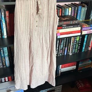 Zara Red and Cream Striped Button-Up Blouse
